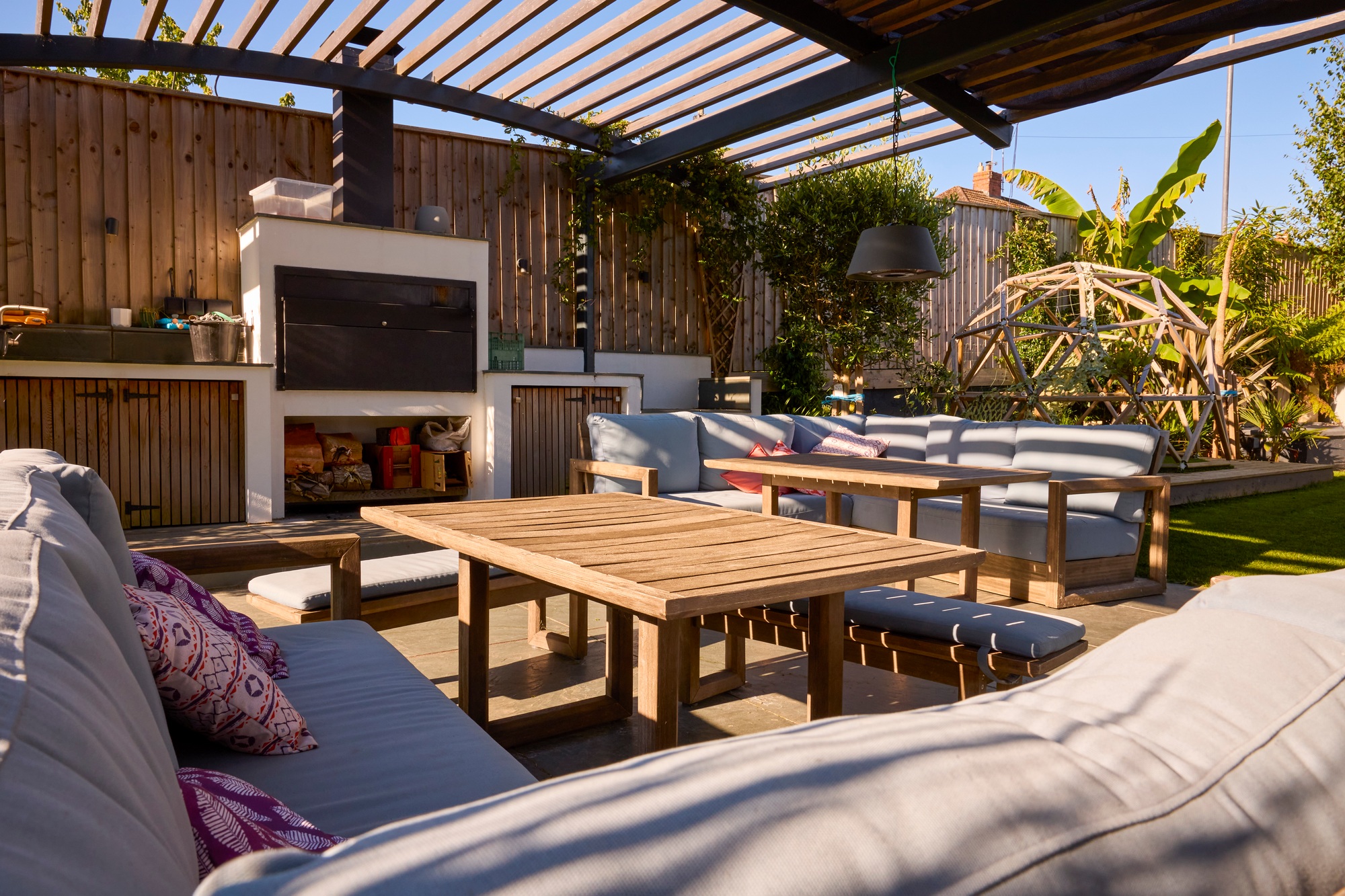 Outdoor Seating Area And Garden Of Modern House